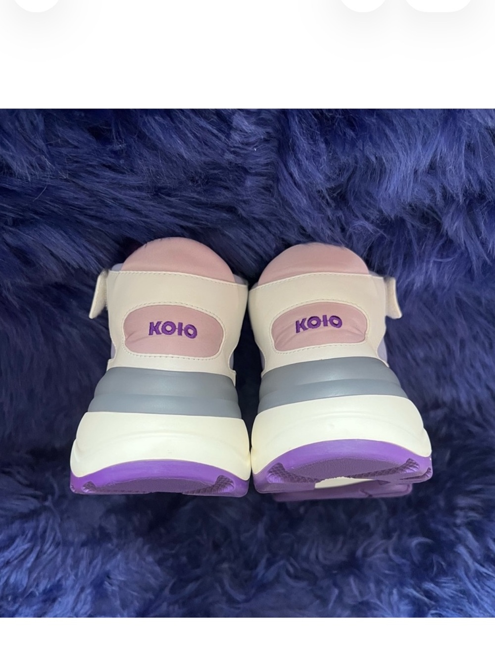 New! KOIO Aerobics Pearl Leather High Top Chunky Sneakers White Purple - Picture 11 of 13